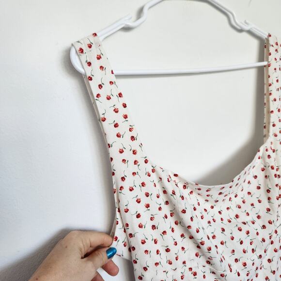 Caroline Constas‎ Linen Blend Floral  Midi Dress L Retro Peasant Cottagecore - Picture 3 of 8